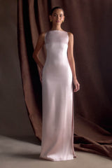 Violet Sleeveless Satin Maxi Dress - Soft Pink