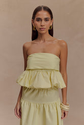 Amirah Strapless Bubble Crop Top - Lemon