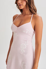 Victorie Rose Knit Mini Dress - Fairy Floss Pink