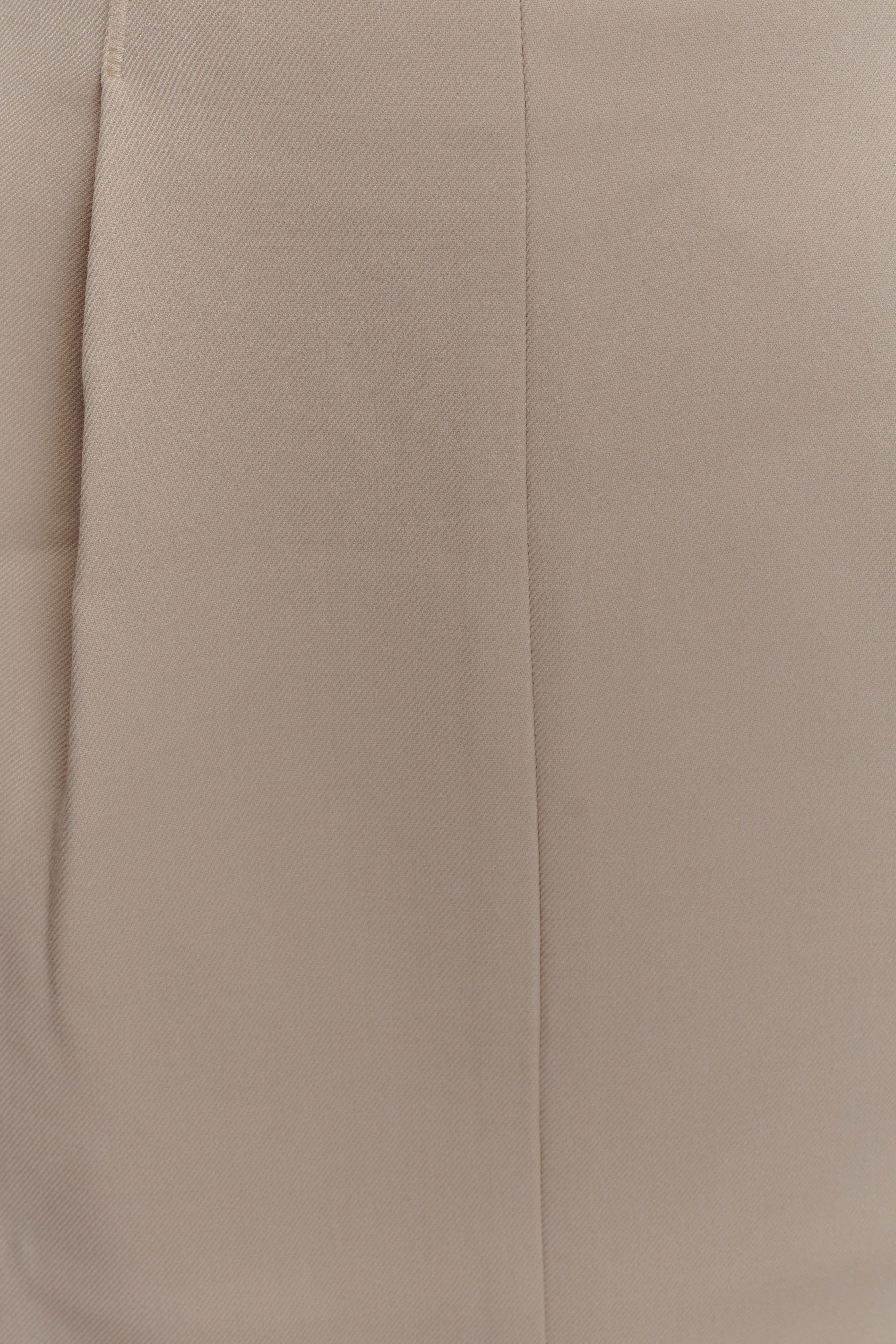 Vera Suiting Split Front Midi Skirt - Ivory Stone