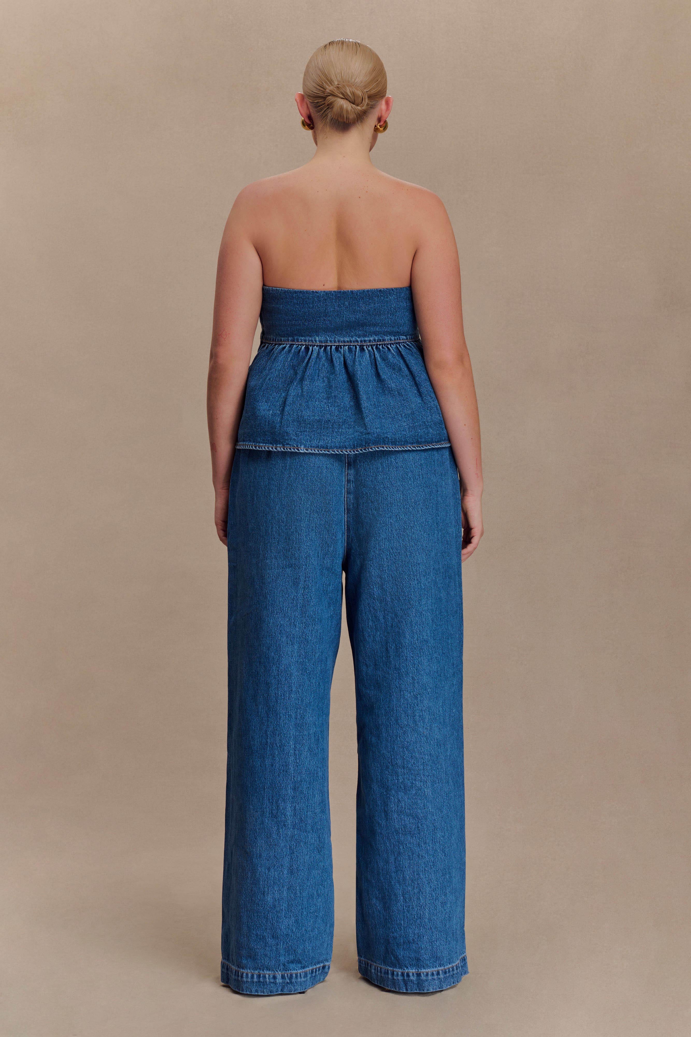 Pauline Strapless Denim Top - 90'S Blue