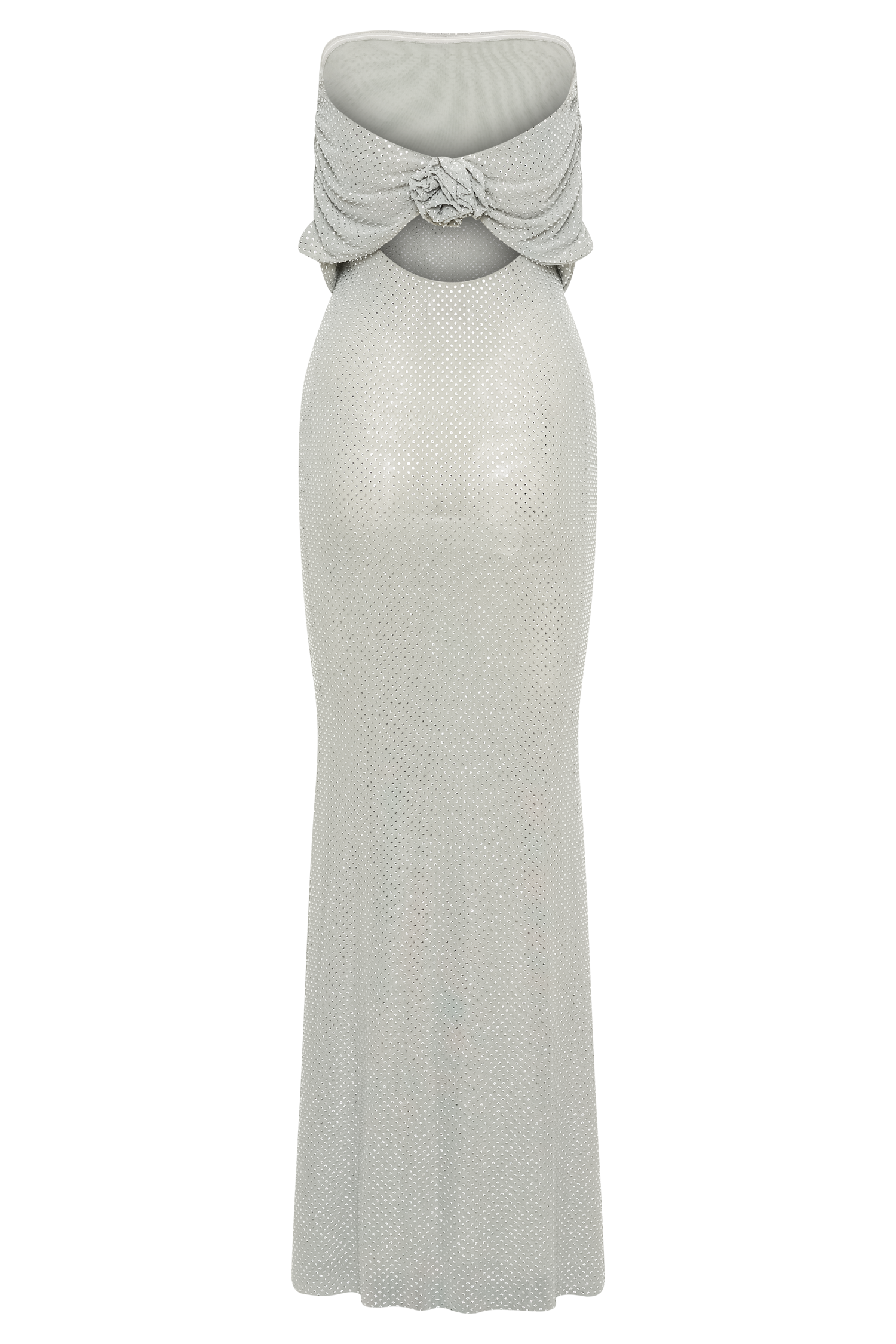Arna Off Shoulder Diamante Maxi Dress - Silver