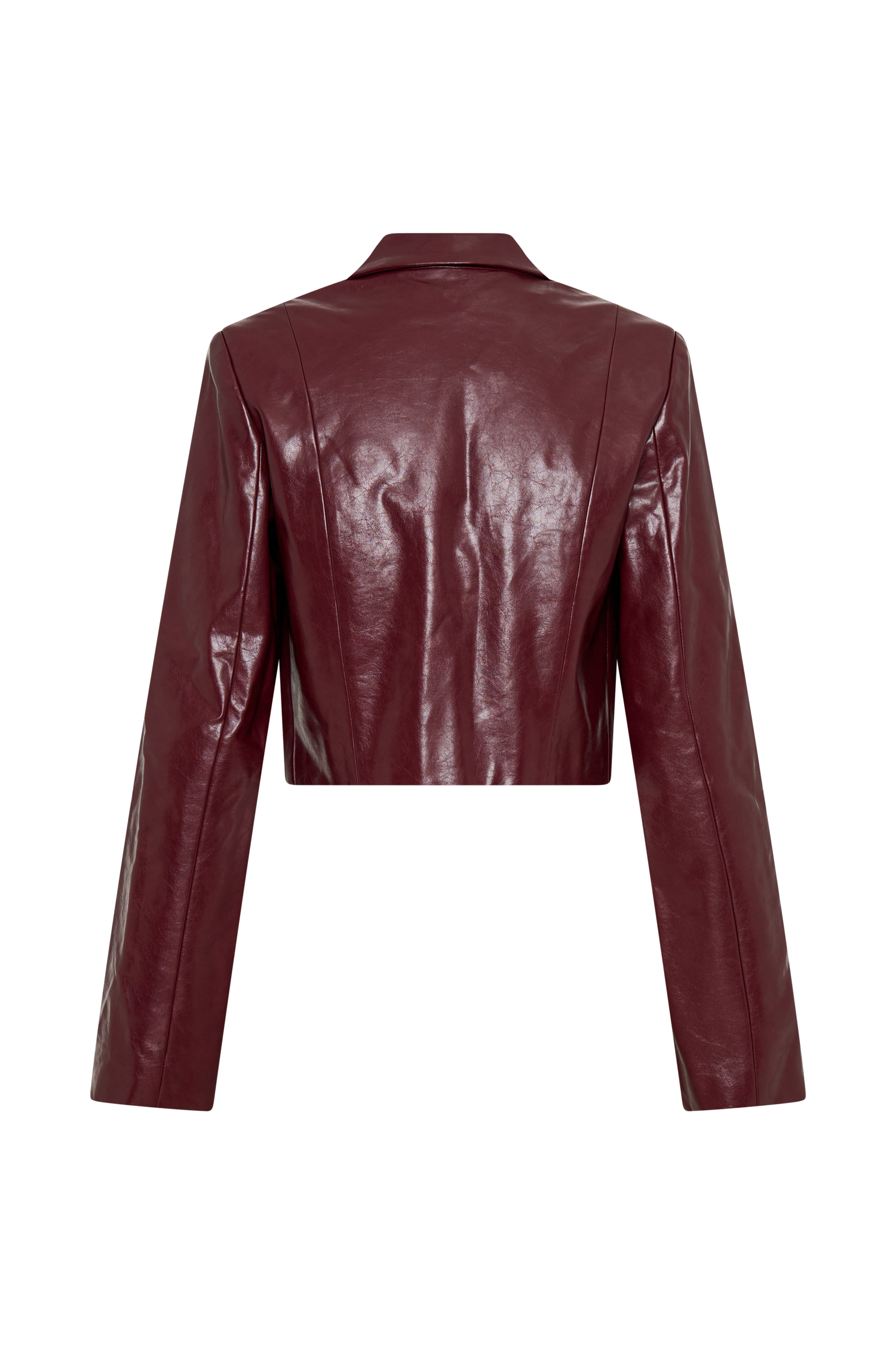 Oli Faux Leather Long Sleeve Top - Cherry Red