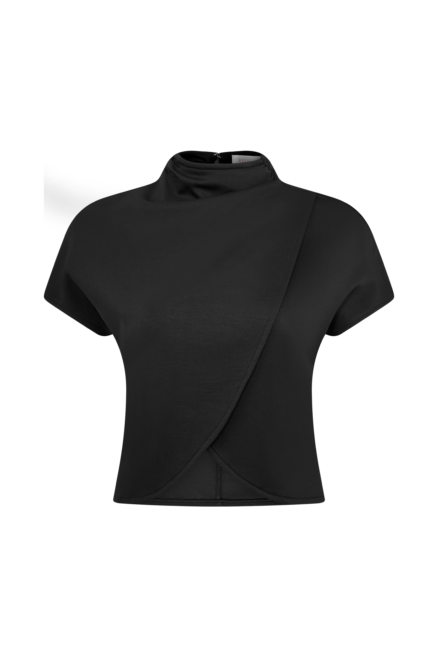 Eris High Neck Scuba Jersey Top - Black