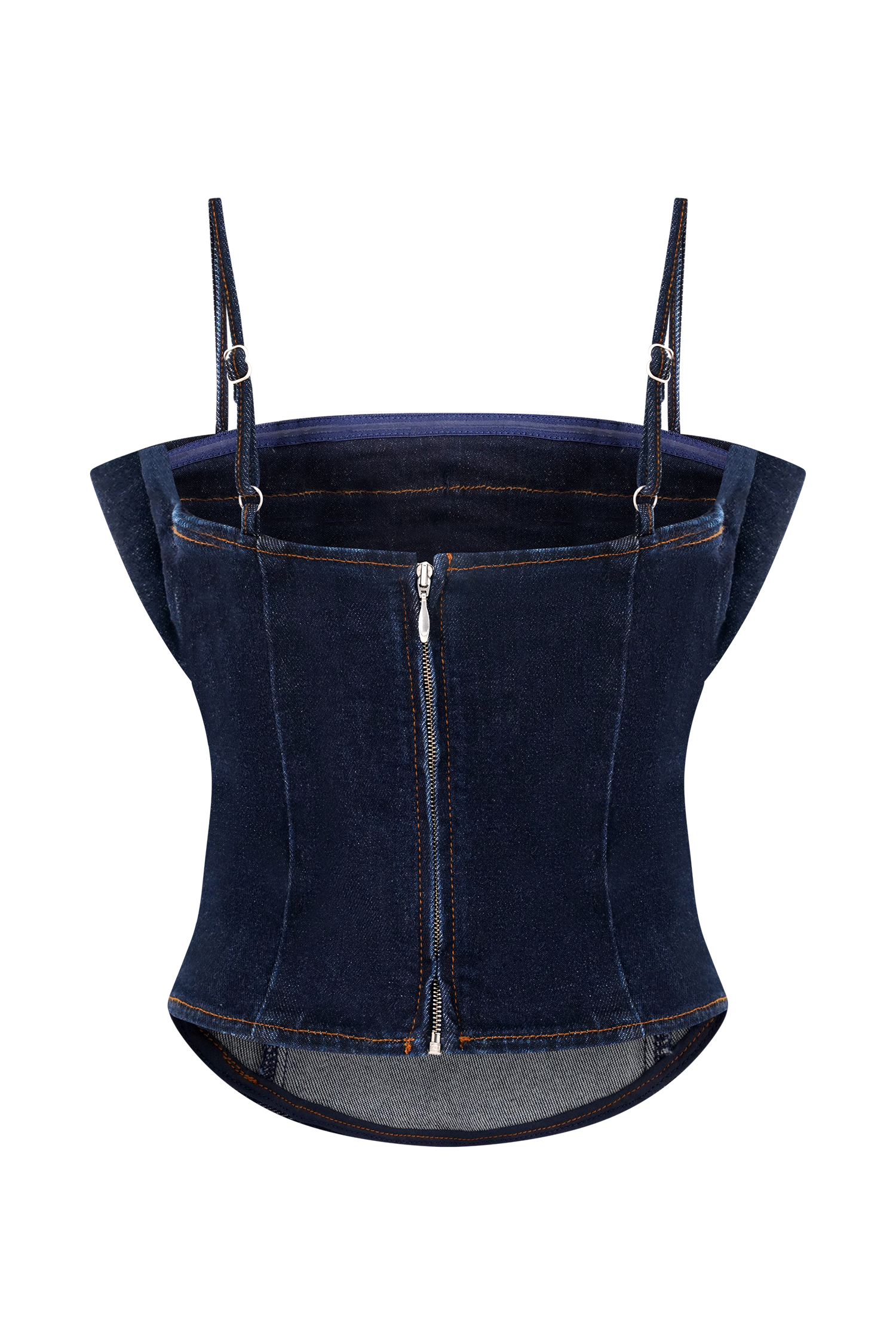 Cecilia Denim Frill Corset - Indigo Blue