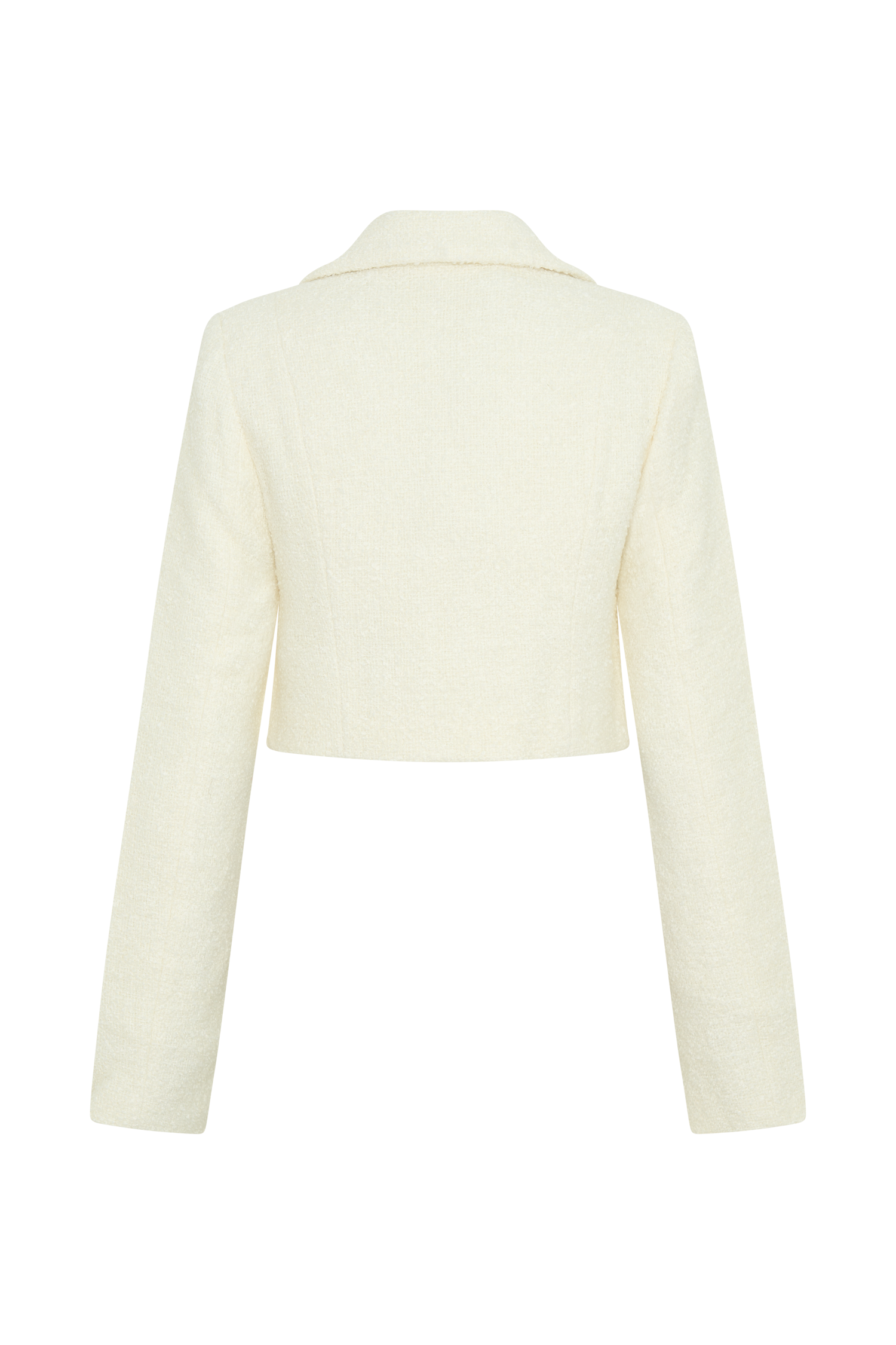 Mirelle Textured Boucle Cropped Long Sleeve Top - Ivory