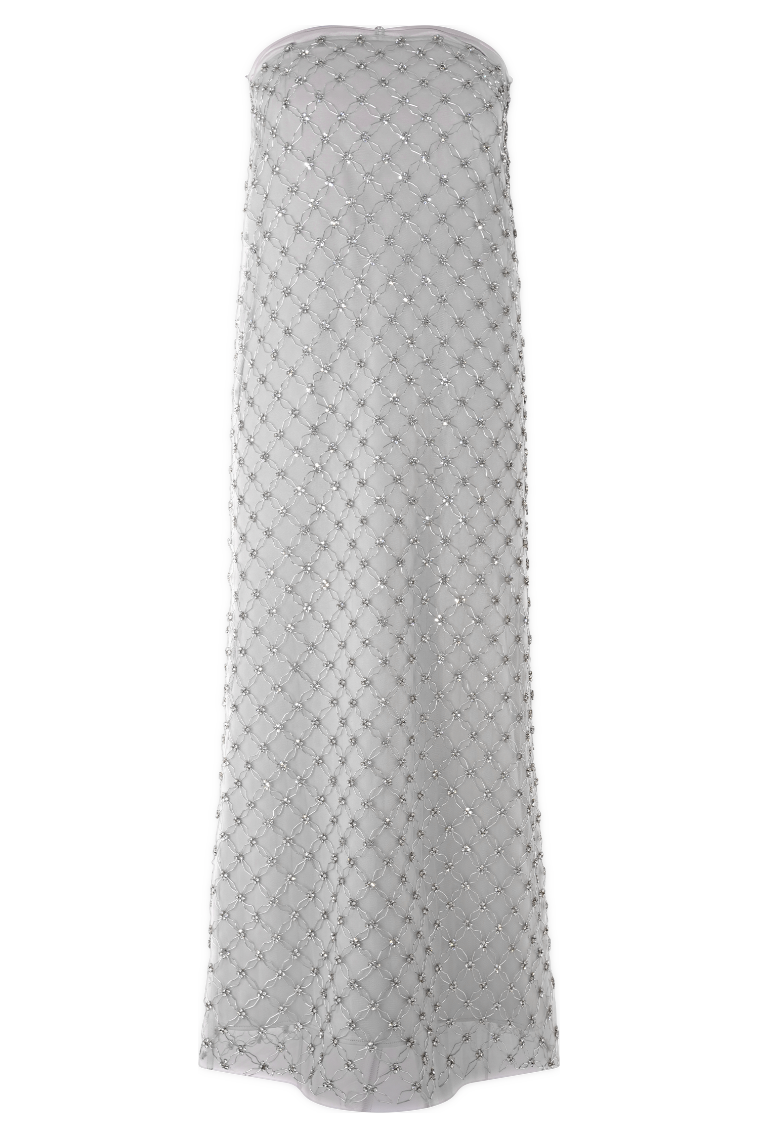 Zuri Hand Beaded Embellished Maxi Skirt - Silver